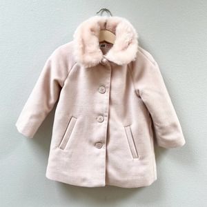 H&M Pea Coat w/ Faux Fur Collar in Pale Pink Toddler Size 2 - 3